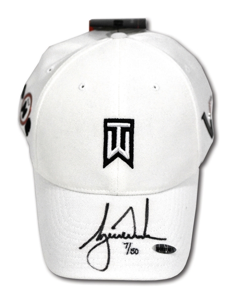 TIGER WOODS AUTOGRAPHED NIKE VICTORY TW LOGO HAT - LIMITED EDITION #7/50 (UDA COA)