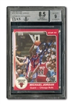 1984-85 STAR CO. BASKETBALL #101 MICHAEL JORDAN AUTOGRAPHED - HIS TRUE ROOKIE CARD (BECKETT DUAL GRADE: NM-MT+ 8.5 CARD; 9 AUTO.)