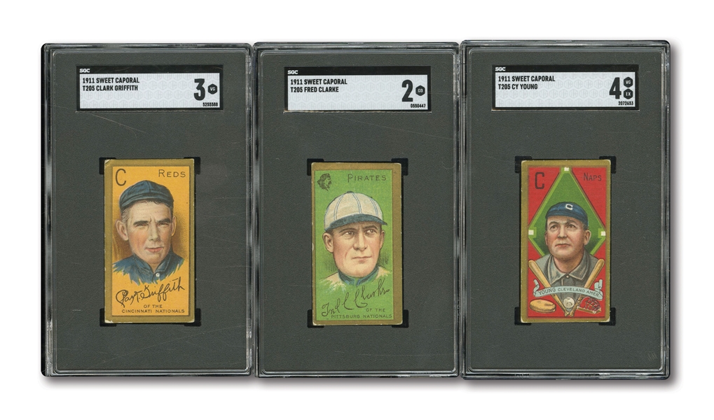 1911 T205 GOLD BORDER TOBACCO LOT OF (12) INCL. CY YOUNG SGC VG-EX 4