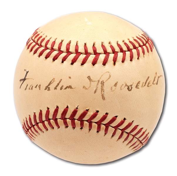 C. 1940-41 PRESIDENT FRANKLIN DELANO ROOSEVELT SINGLE SIGNED OAL (HARRIDGE) BASEBALL - THE FINEST KNOWN EXAMPLE!