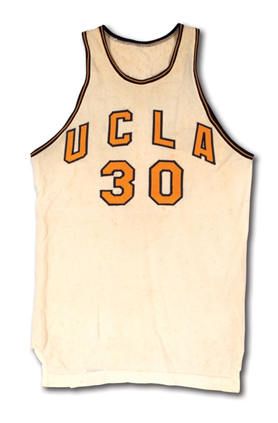 1957-58 DENNY CRUM UCLA BRUINS GAME WORN HOME JERSEY - ONLY ONE KNOWN FROM HIS PLAYING CAREER (MEARS 9.5)