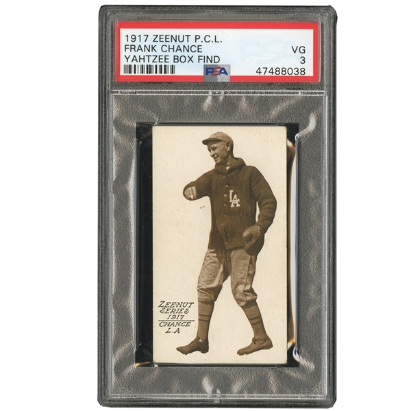 1917 ZEE-NUT E137 (PCL) FRANK CHANCE PSA VG 3 (POP 1, NONE HIGHER) - LAST CARD OF HIS CAREER (YAHTZEE BOX FIND)
