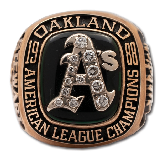 DAVE STEWARTS 1988 OAKLAND ATHLETICS AMERICAN LEAGUE CHAMPIONS 10K GOLD RING (STEWART COLLECTION)