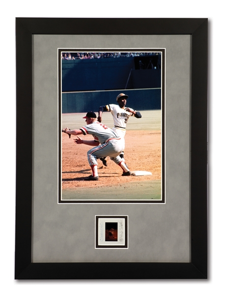 1971 WORLD SERIES ROBERTO CLEMENTE RUNNING BACK TO 1ST BASE GICLEE PHOTO WITH THE ORIGINAL 1-OF-1 NEGATIVE FILM STRIP FROM HERB SCHARFMANS CAMERA (TypeZero COA)
