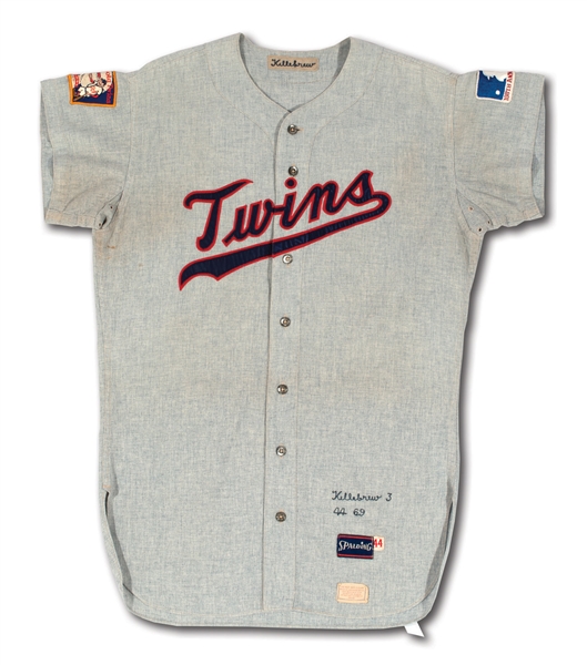 1969 HARMON KILLEBREW MINNESOTA TWINS GAME WORN ROAD JERSEY FROM HIS ONLY MVP SEASON! (SGC "VERY GOOD - EXCELLENT")
