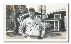 C. 1938-39 TED WILLIAMS AUTOGRAPHED ORIGINAL PHOTOGRAPH FROM SPRING TRAINING BEFORE ROOKIE SEASON - ONE OF HIS EARLIEST SHOTS IN RED SOX UNIFORM!