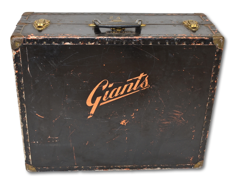C. 1950-60S WILLIE MAYS USED N.Y./S.F. GIANTS TRAVEL TRUNK WITH FASCINATING PROVENANCE