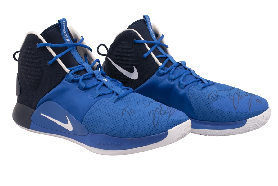 2018-19 DIRK NOWITZKI (MAVS) GAME WORN & DUAL-SIGNED NIKE HYPERDUNK X PLAYER EXCLUSIVE SHOES (KNICKS BALL BOY COLLECTION)