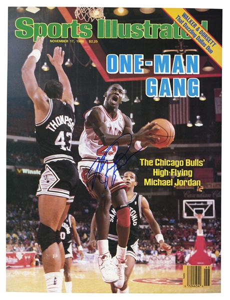 MICHAEL JORDAN AUTOGRAPHED 11/17/1986 SPORTS ILLUSTRATED COVER ("ONE MAN GANG") - BECKETT 10 AUTO. (TIM GALLAGHER COLLECTION)