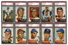 1953 TOPPS BASEBALL COMPLETE SET OF (274) WITH 12 GRADED NOTABLES INCL. #82 MANTLE (SGC 70 EX+ 5.5) AND #244 MAYS (PSA VG-EX 4)
