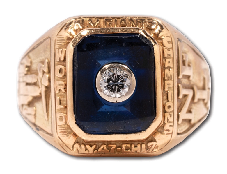 1956 NEW YORK GIANTS NFL WORLD CHAMPIONS 10K GOLD RING PRESENTED TO DEFENSIVE TACKLE JIM KATCAVAGE