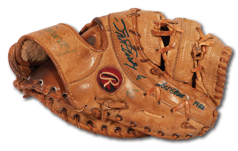 1982 STEVE GARVEY GAME USED & SIGNED RAWLINGS FIRST BASEMANS MITT INSCRIBED "LAST GLOVE" - FINAL SEASON WITH L.A. DODGERS (GARVEY LOA)