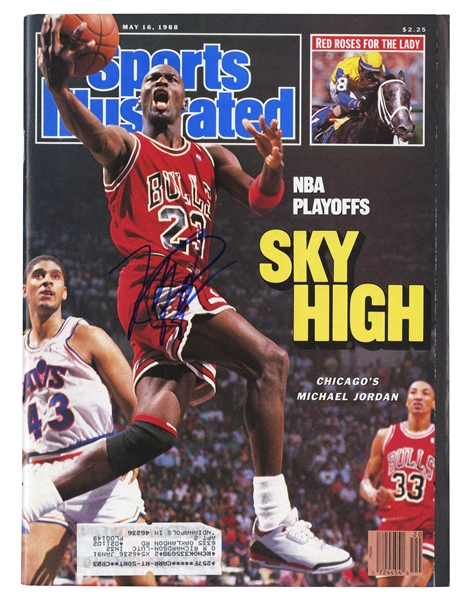 MICHAEL JORDAN AUTOGRAPHED 5/16/1988 SPORTS ILLUSTRATED MAGAZINE ("NBA PLAYOFFS - SKY HIGH")