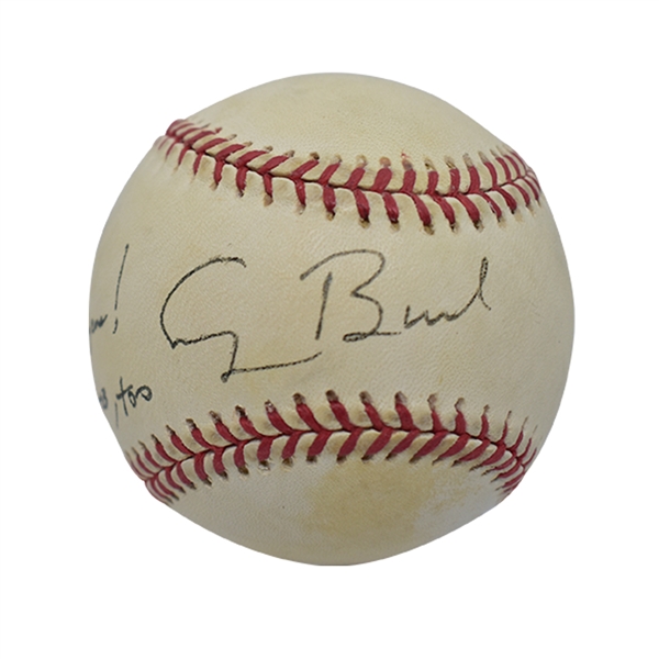 GEORGE H.W. BUSH SINGLE SIGNED ONL (COLEMAN) BASEBALL INSCRIBED "GO RANGERS! ASTROS, TOO"