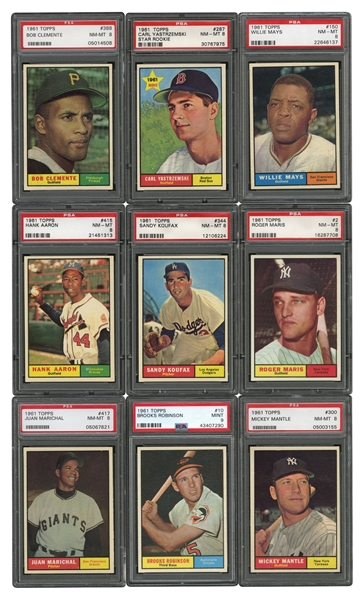 1961 TOPPS BASEBALL COMPLETE SET OF (587) - ALL PSA NM 8 OR HIGHER AND RANKED #8 ON PSA REGISTRY