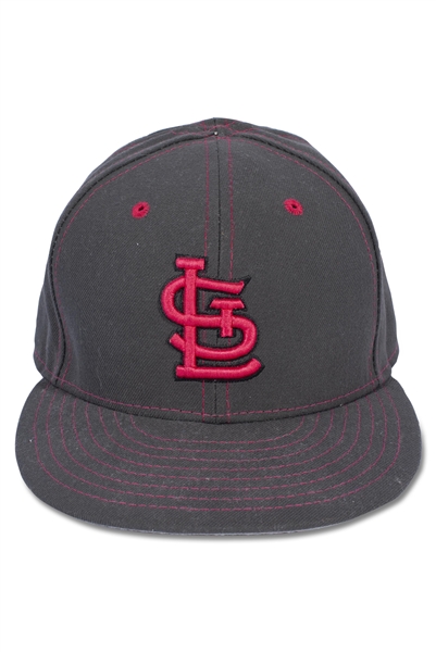 5/8/2016 YADIER MOLINA ST LOUIS CARDINALS GAME USED MOTHERS DAY CAP (MLB HOLOGRAM)