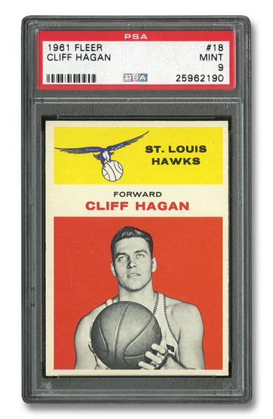 1961 FLEER #18 CLIFF HAGAN - PSA MINT 9