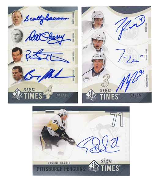 2011 TRIO OF AUTOGRAPHED UPPER DECK SP AUTHENTIC SIGN OF THE TIMES HOCKEY CARDS