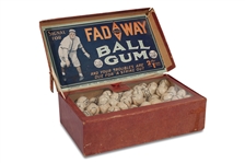 CIRCA 1915-1920 CHRISTY MATHEWSON AMERICAN CHICLE COMPANY "FADEAWAY" BALL GUM DISPLAY BOX INCLUDES ORIGINAL GUM BALLS (AL TAPPER COLLECTION)