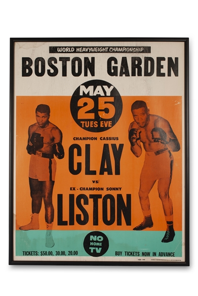 RARE 1965 CASSIUS CLAY (MUHAMMAD ALI) VS. SONNY LISTON ON-SITE BOSTON GARDEN POSTER (AL TAPPER COLLECTION)