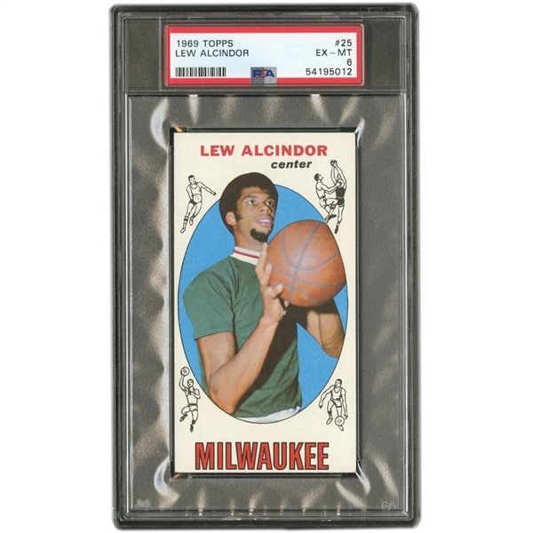 FRESHLY GRADED & FRESH TO THE HOBBY - 1969 TOPPS #25 LEW ALCINDOR BASKETBALL ROOKIE CARD - PSA EX-MT 6