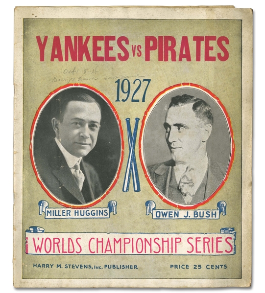 1927 WORLD SERIES PROGRAM NEW YORK YANKEES (RUTH, GEHRIG) VS. PITTSBURGH PIRATES (WANER BROS., TRAYNOR)