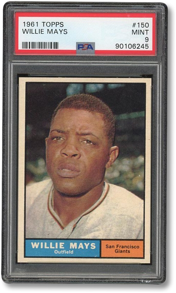 1961 TOPPS #150 WILLIE MAYS - PSA MINT 9 - ONLY ONE GRADED HIGHER