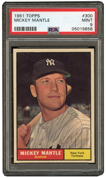 1961 TOPPS #300 MICKEY MANTLE - PSA MINT 9 - ONLY ONE GRADED HIGHER