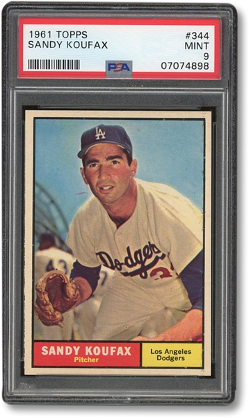 1961 TOPPS #344 SANDY KOUFAX - LOS ANGELES DODGERS - PSA MINT 9 - ONLY TWO HIGHER