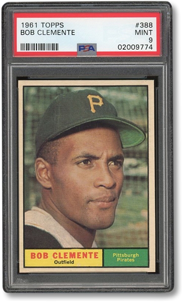 1961 TOPPS #388 BOB CLEMENTE - PITTSBURGH PIRATES - PSA MINT 9 - ONLY TWO GRADED HIGHER