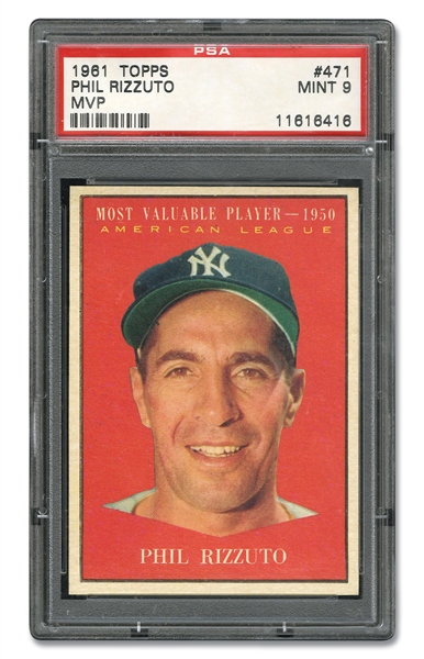 1961 TOPPS #471 PHIL RIZZUTO MVP - PSA MINT 9 - ONLY ONE GRADED HIGHER