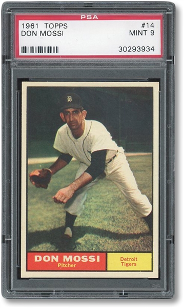 1961 TOPPS #14 DON MOSSI - PSA MINT 9 - ONLY TWO GRADED HIGHER