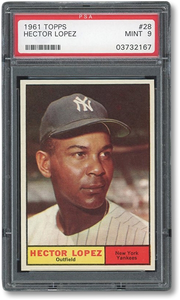 1961 TOPPS #28 HECTOR LOPEZ - PSA MINT 9 - ONLY TWO HIGHER