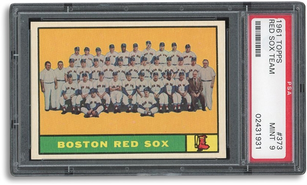1961 TOPPS #373 RED SOX TEAM - PSA MINT 9 - NONE GRADED HIGHER
