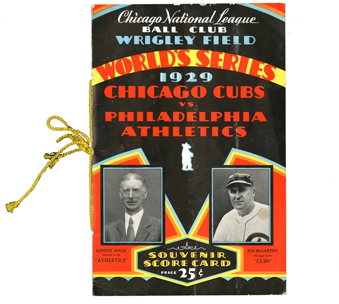 1929 CHICAGO CUBS VS. PHILADELPHIA ATHLETICS WRIGLEY FIELD WORLD SERIES PROGRAM W/ MAILING ENVELOPE
