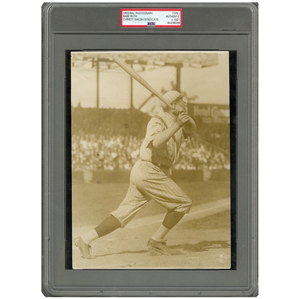 C. 1921 BABE RUTH ORIGINAL PHOTOGRAPH - PSA/DNA TYPE 1 - ONE OF HIS GREATEST IMAGES EVER TAKEN - USED FOR COUNTLESS PUBLICATIONS & CARDS