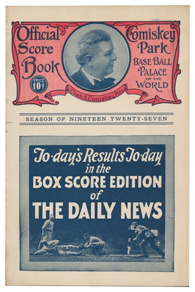 1927 CHICAGO WHITE SOX OFFICIAL SCORECARD VS. NEW YORK YANKEES W/ BABE RUTH