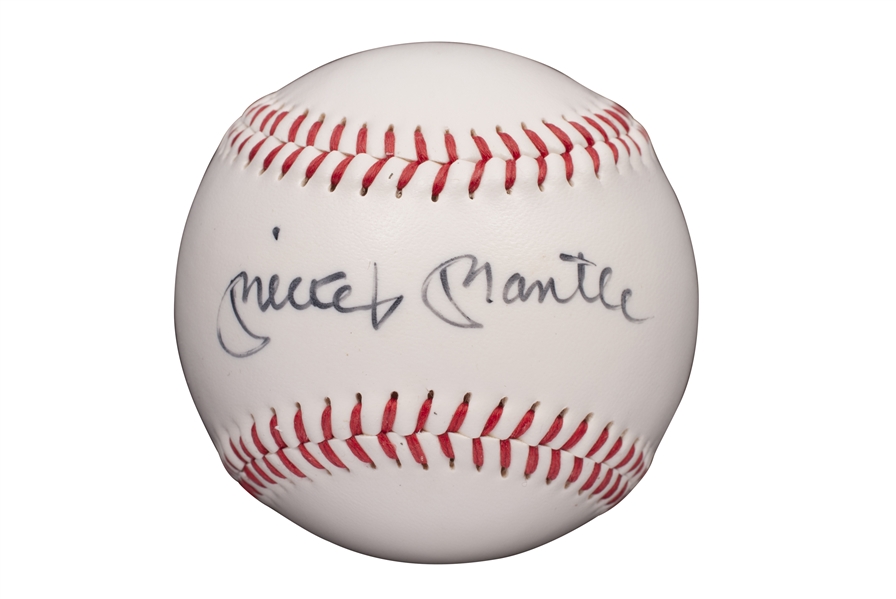 MICKEY MANTLE NEW YORK YANKEES SINGLE-SIGNED BADEN BASEBALL - JSA LOA & BECKETT LOA
