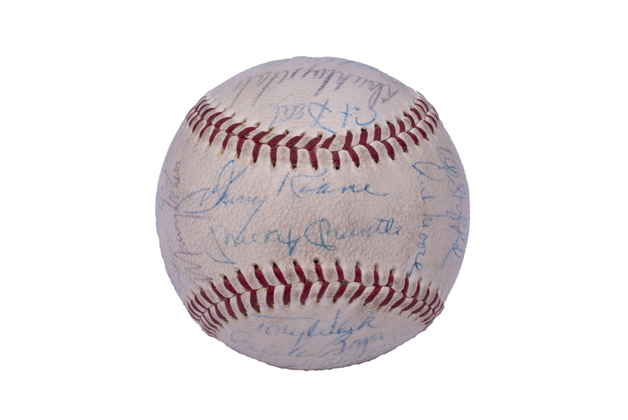 CIRCA EARLY 1960S ALL-STAR MULTI-SIGNED BASEBALL WITH MICKEY MANTLE ON SWEET SPOT - BECKETT LOA