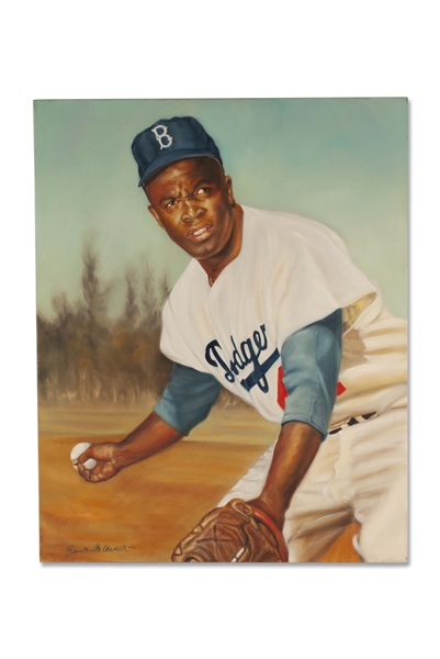 STUNNING JACKIE ROBINSON "BLACK BECOMES BLUE" 30" X 24" ORIGINAL PAINTING BY ESTEEMED ARTIST SAMANTHA WENDELL 