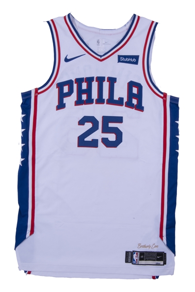 2019 BEN SIMMONS PHILADELPHIA 76ERS GAME WORN WHITE JERSEY - PHOTO MATCHED TO THREE GAMES INCLUDING A TRIPLE-DOUBLE ON 2/28/2019 - RESOLUTION PHOTOMATCH LOA & 76ERS/FANATICS COA