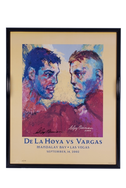OSCAR DE LA HOYA VS. FERNANDO VARGAS ON -SITE POSTER LITHO SIGNED BY LEROY NEIMAN