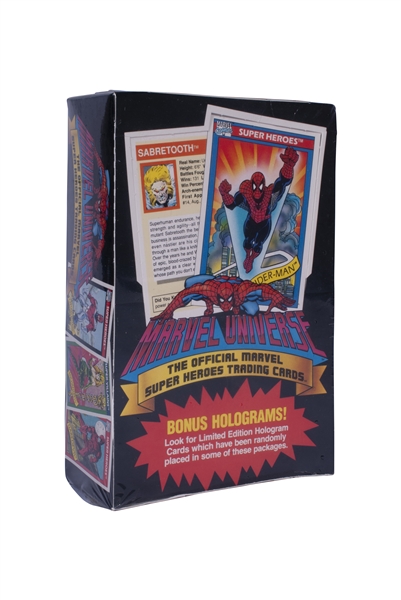 1990 MARVEL UNIVERSE SUPER HEROES TRADING CARDS - INCLUDES HOLOGRAM INSERTS - SEALED BOX (36 PACKS) 