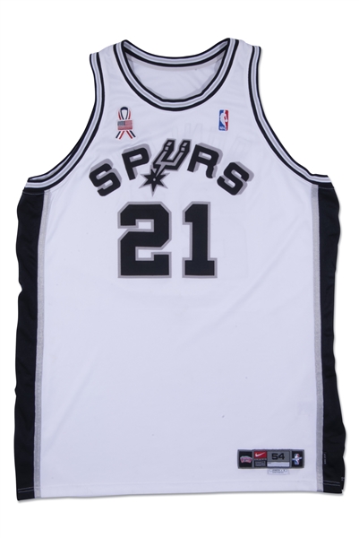 2001-02 TIM DUNCAN SAN ANTONIO SPURS GAME ISSUED HOME JERSEY - SPORTS INVESTORS LOA
