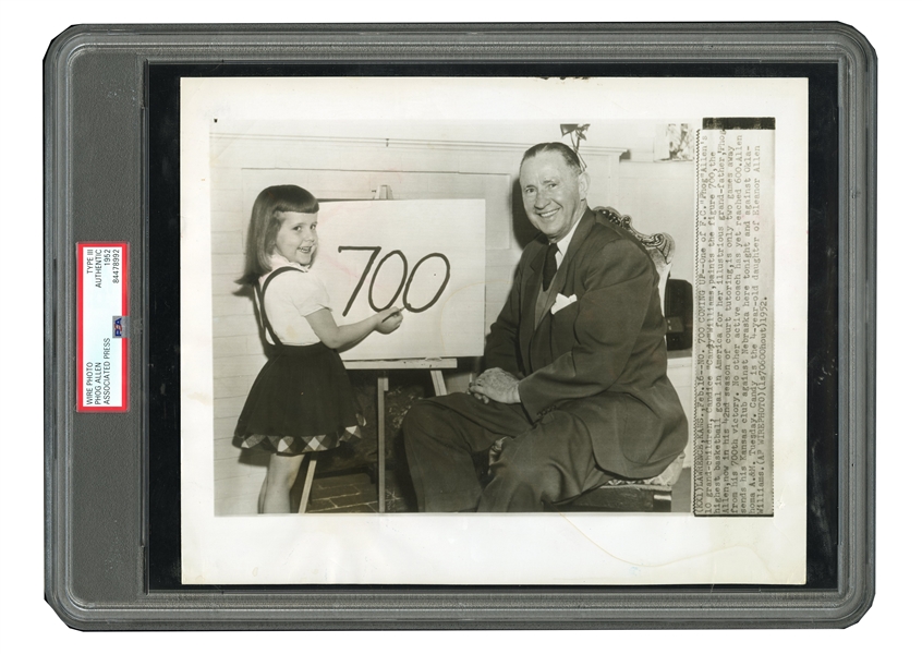 1952 PHOG ALLEN KANSAS JAYHAWKS BASKETBALL COACH (GOES FOR WIN 700) AP PHOTOGRAPH - PSA/DNA TYPE III