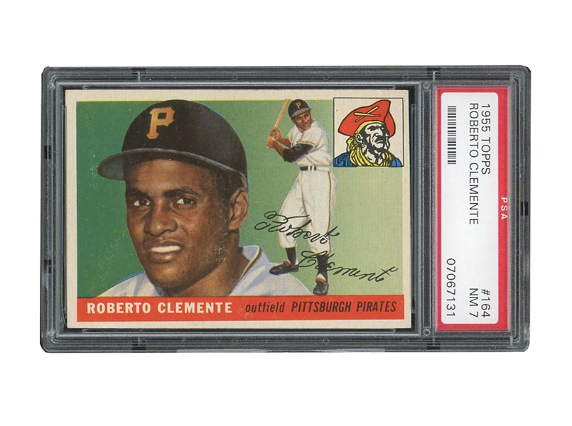 1955 TOPPS #164 ROBERTO CLEMENTE ROOKIE - PSA NM 7