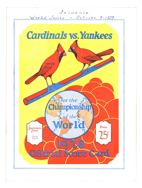 1928 WORLD SERIES PROGRAM NEW YORK YANKEES AT ST. LOUIS CARDINALS - GAME 4 SWEEP - RUTH HITS 3 HOMERS!