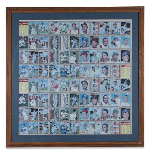 1970 TOPPS BASEBALL UNCUT DOUBLE-SHEET WITH TWO 44-CARD HIGH-NUMBER SHEETS FROM 6TH & 7TH SERIES - PETE ROSE, HUNTER, CEPEDA, ETC.