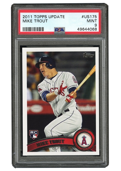 2011 TOPPS UPDATE #US175 MIKE TROUT ROOKIE CARD - PSA MINT 9