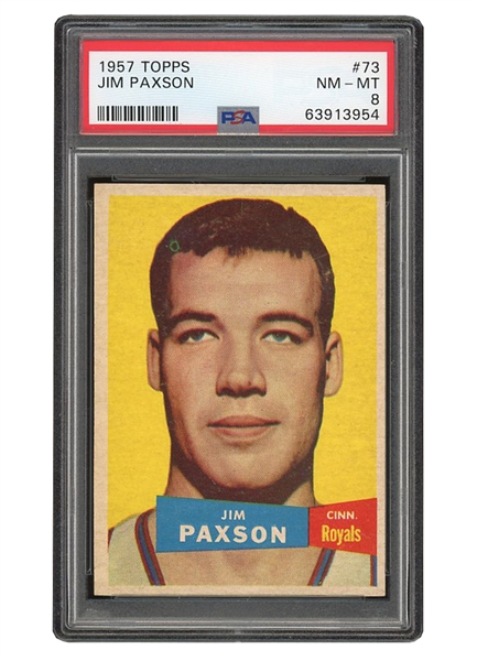 1957 TOPPS #73 JIM PAXSON CINCINNATI ROYALS - PSA NM-MT 8 - ONLY (1) GRADED HIGHER! 